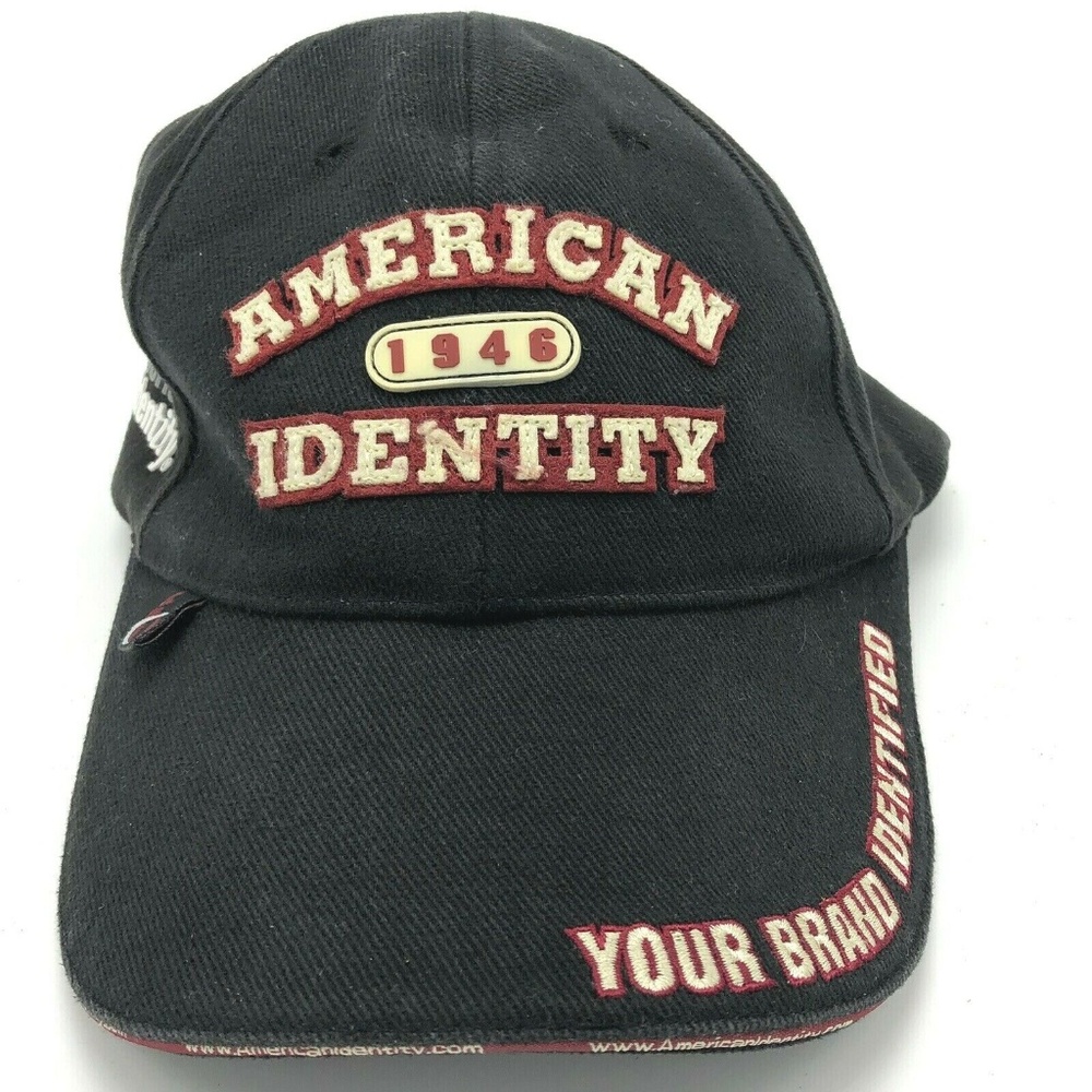 American Identity 1946 Specialty Apparel Hat Cap Strapback Black Red White